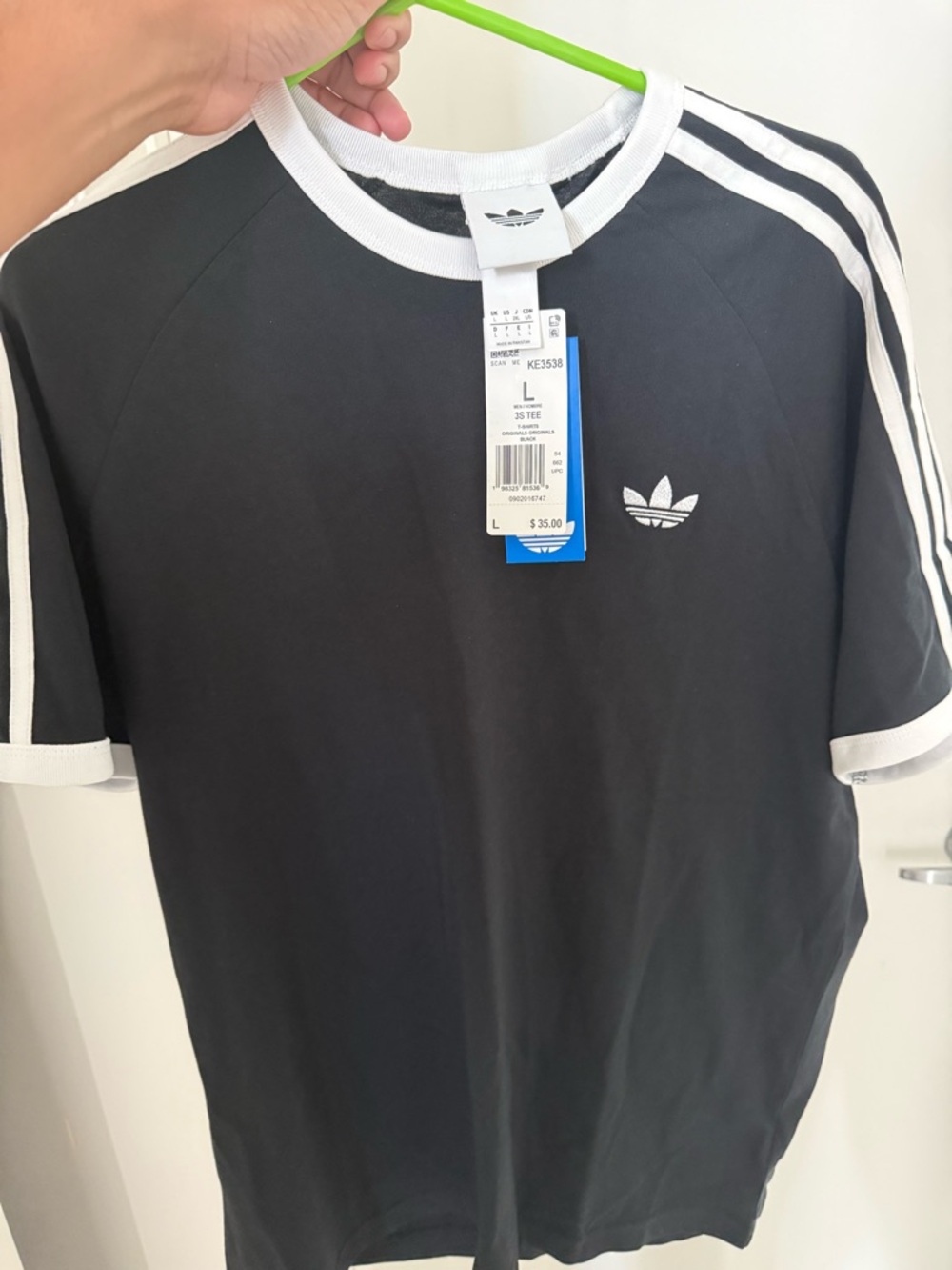 adidas Black T-Shirt with White Trim and Trefoil Logo